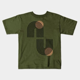 Arches and gold sun minimal black line art on parchment Kids T-Shirt